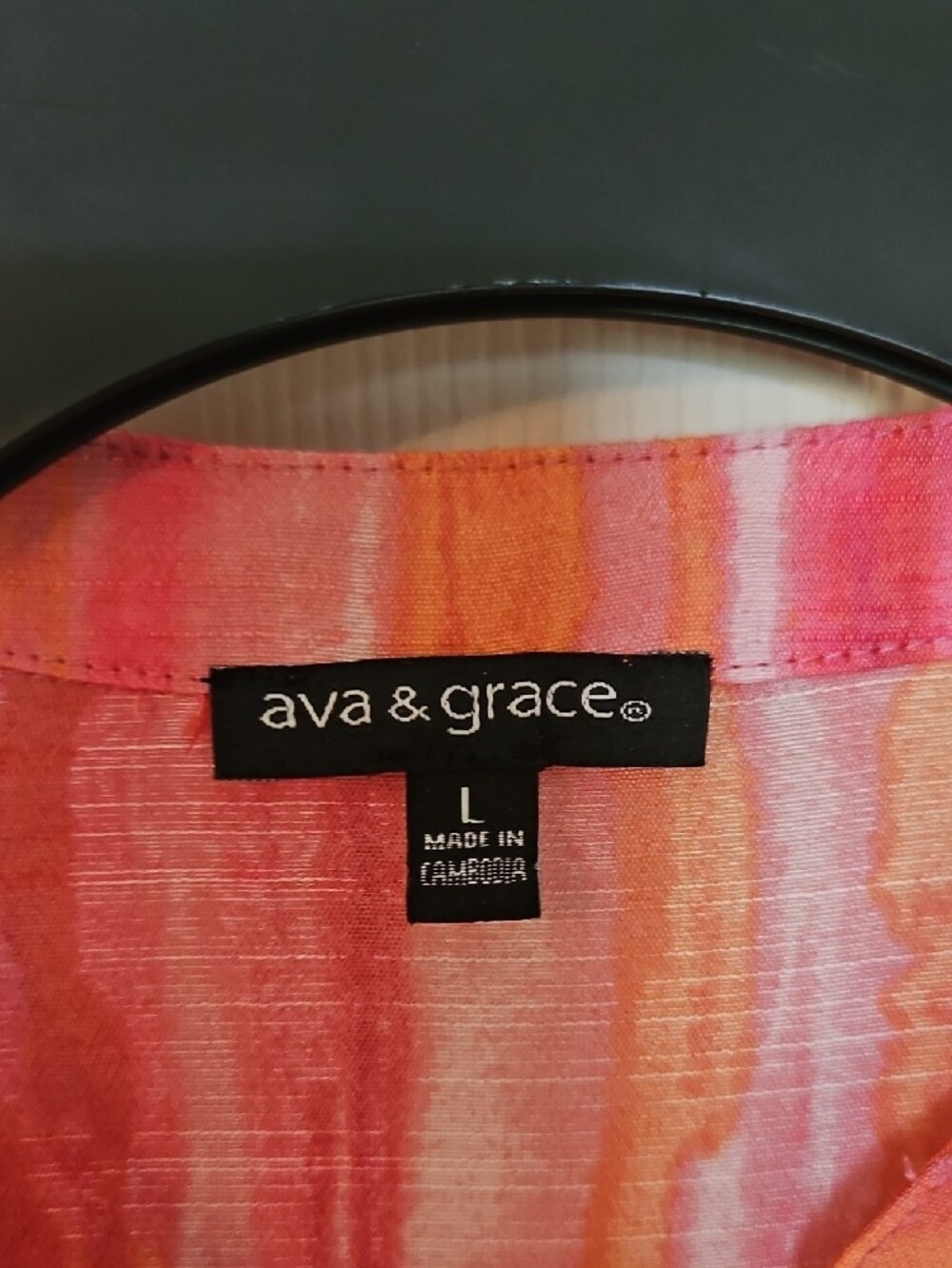 Ava & Grace Pink and Orange Watercolor Stripe Roll-Tab Tunic Shirt - Picture 2 of 7